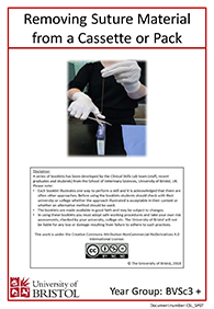 Clinical skills instruction booklet cover page, Removing Suture Material from a Cassette or Pack